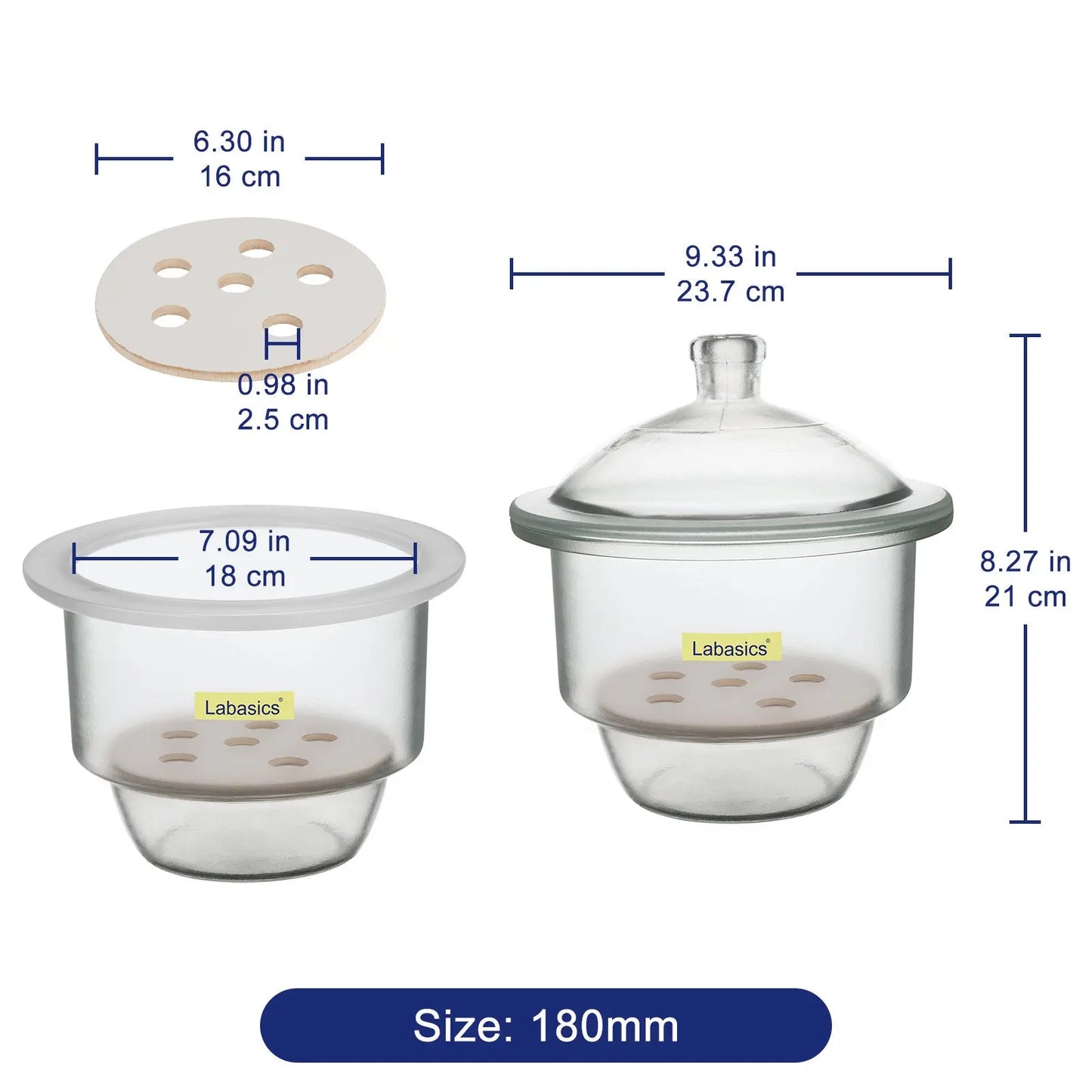 Glass Desiccator, 180-300 mm Inner Diameter Labasics