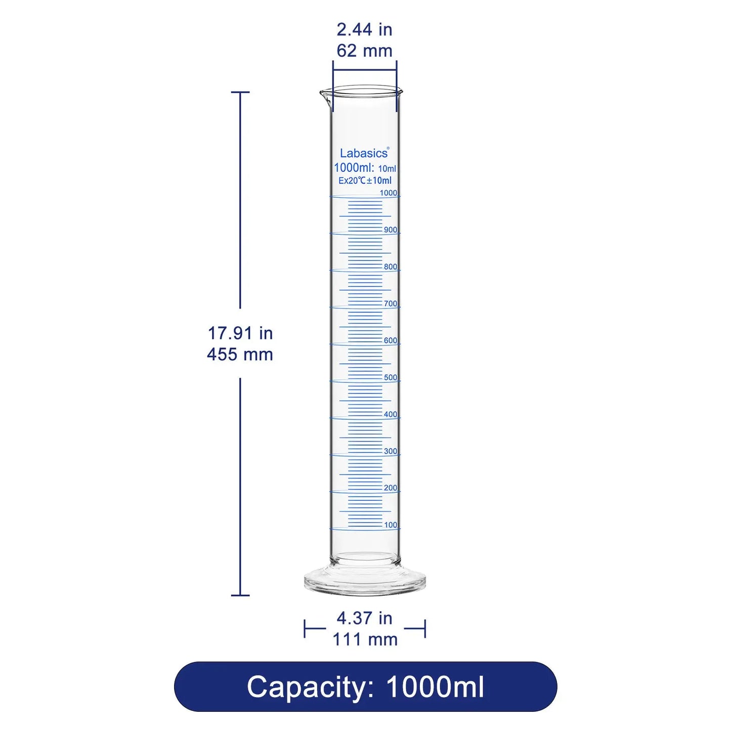 Measuring Cylinder, 50-1000 mL, 1 Pack Labasics shop