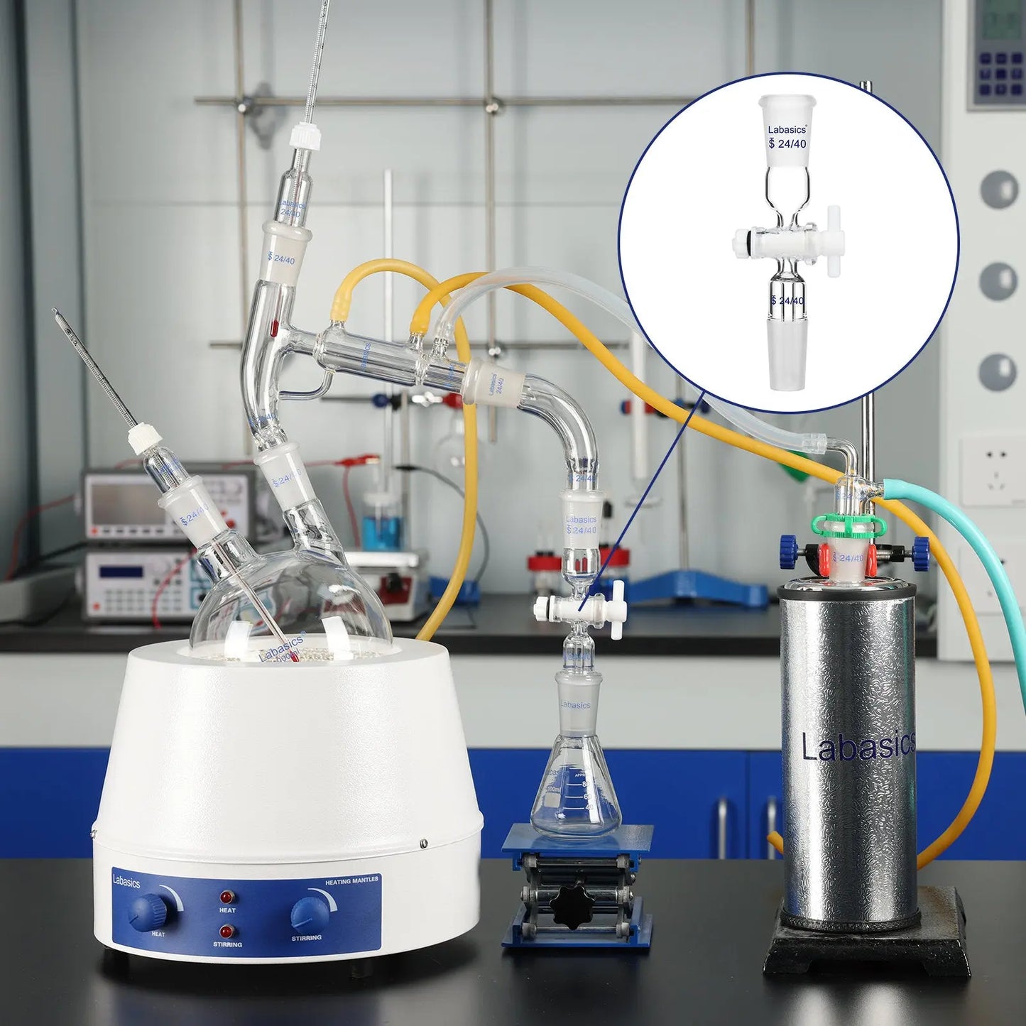 Vacuum Flow Control Adapter with PTFE Stopcock Labasics