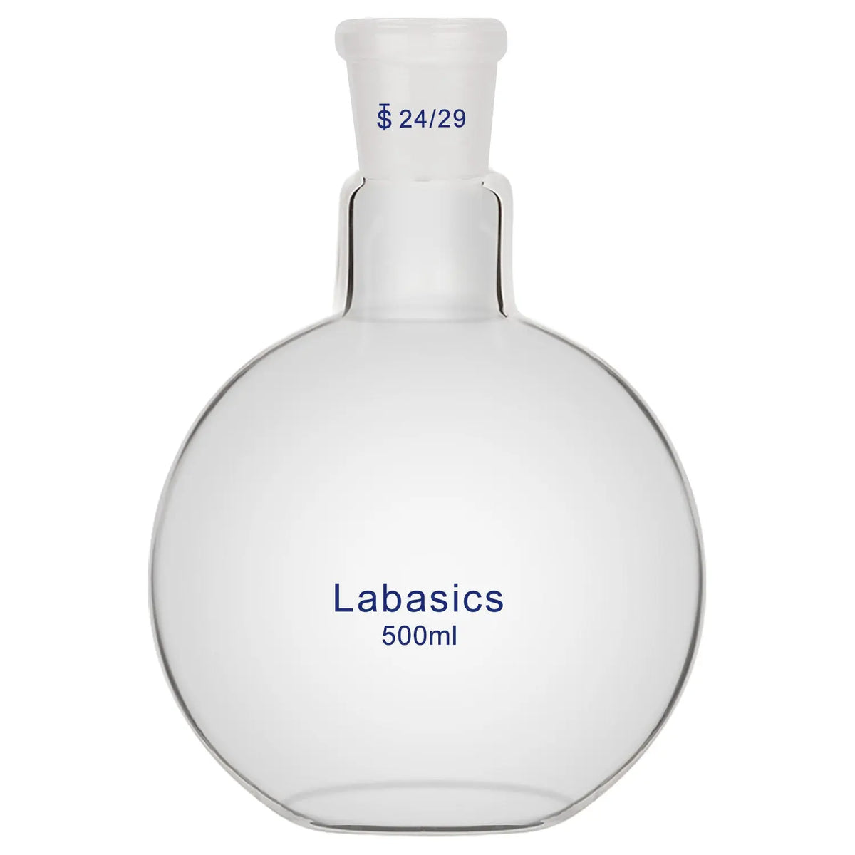 500 ml flat bottom boiling flask, single neck, borosilicate material, 24/29 ground joint