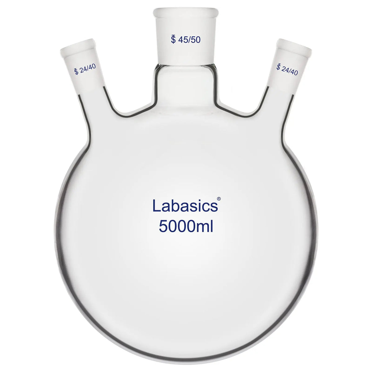 20000 ml large capacity 3 neck round bottom glass flask for industrial distillation and reflux.