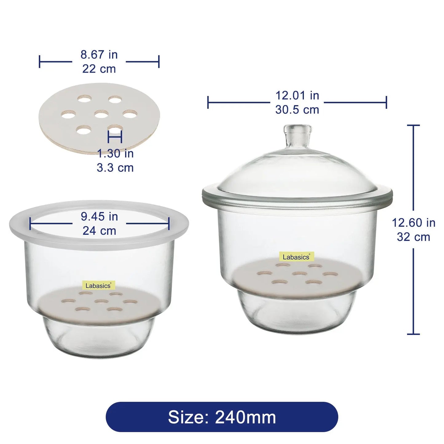Glass Desiccator, 180-300 mm Inner Diameter Labasics