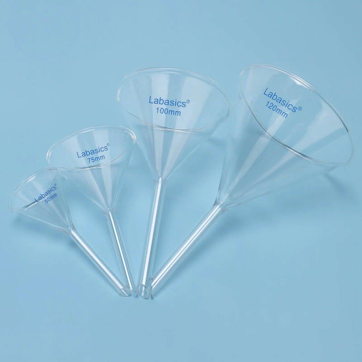 Glass Funnel Set, Short Stem, 4 Sizes, Combo Pack Labasics