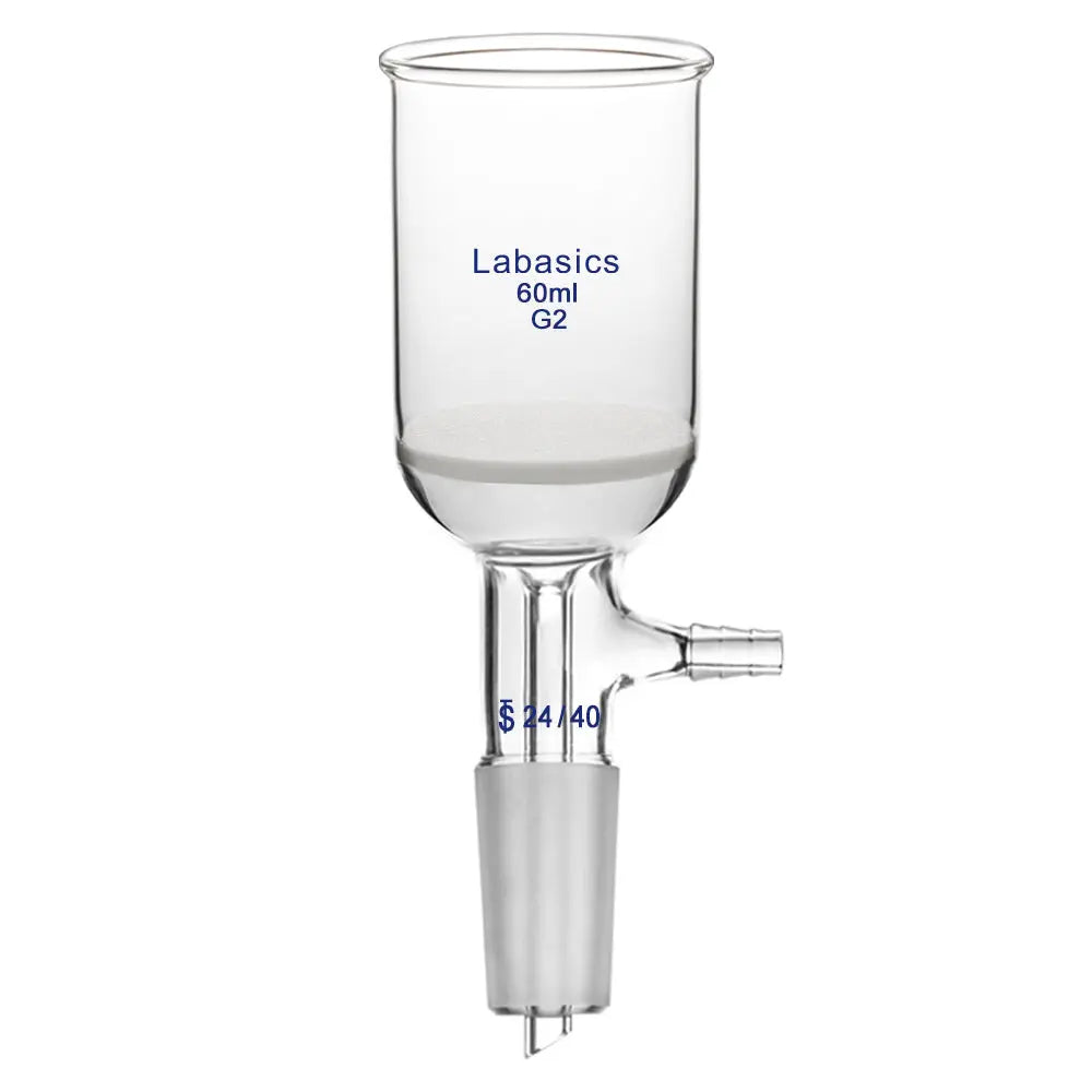 Büchner filtering funnel, 60 mL, medium frit 40–80 μm, 24/40 joint, borosilicate glass, for small-scale vacuum filtration