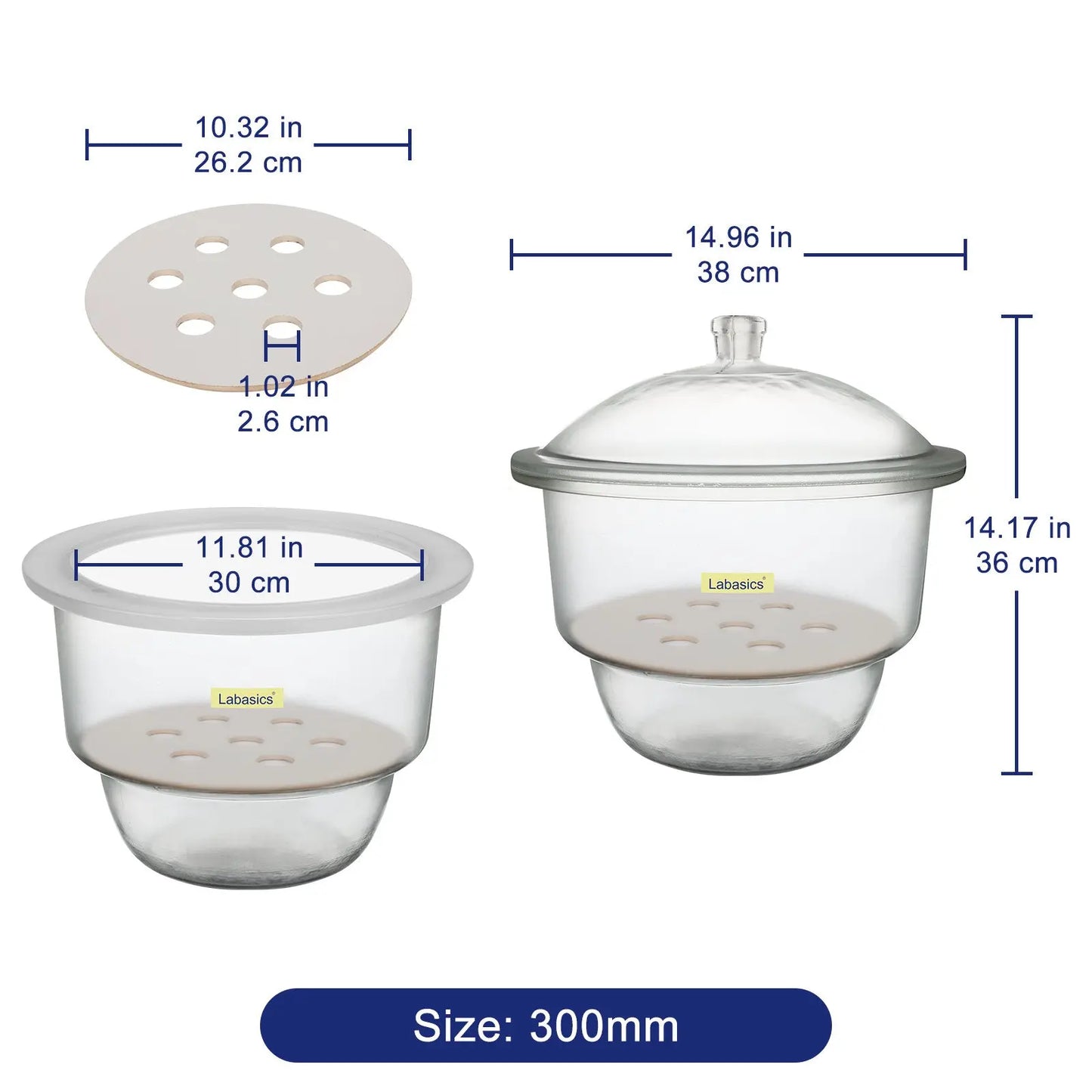 Glass Desiccator, 180-300 mm Inner Diameter Labasics