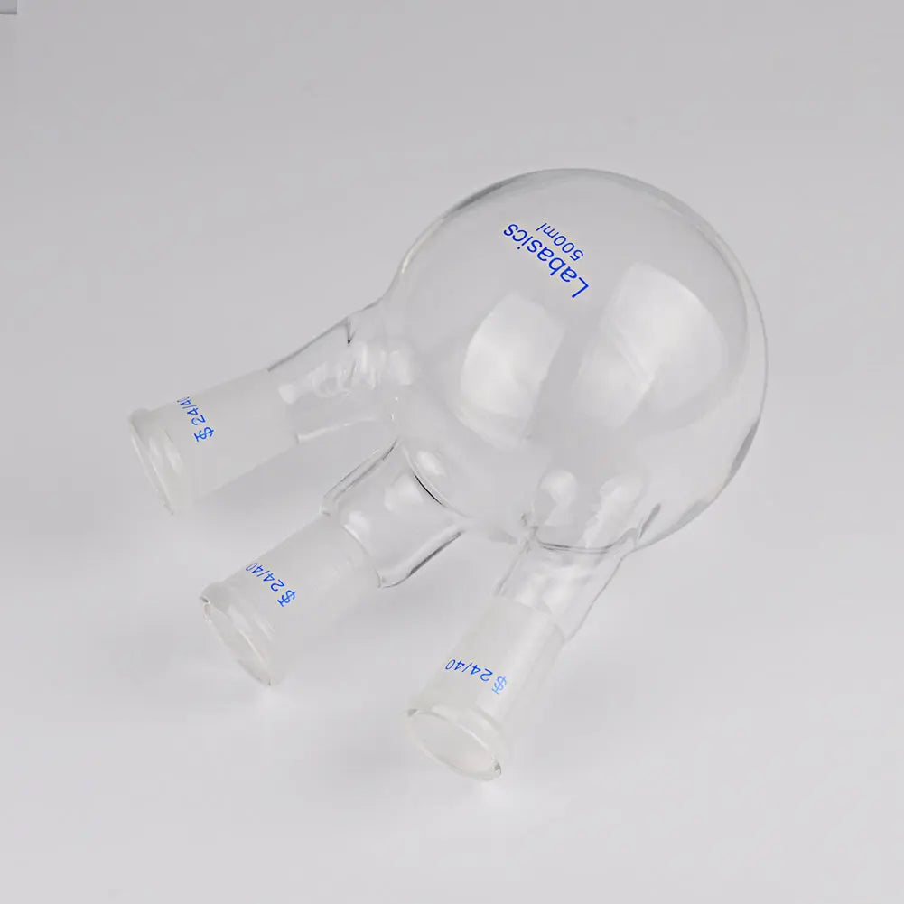 3 Neck Round Bottom Flask, 24/40 Center and Side Standard Taper Outer Joint, 50-2000 mL Labasics