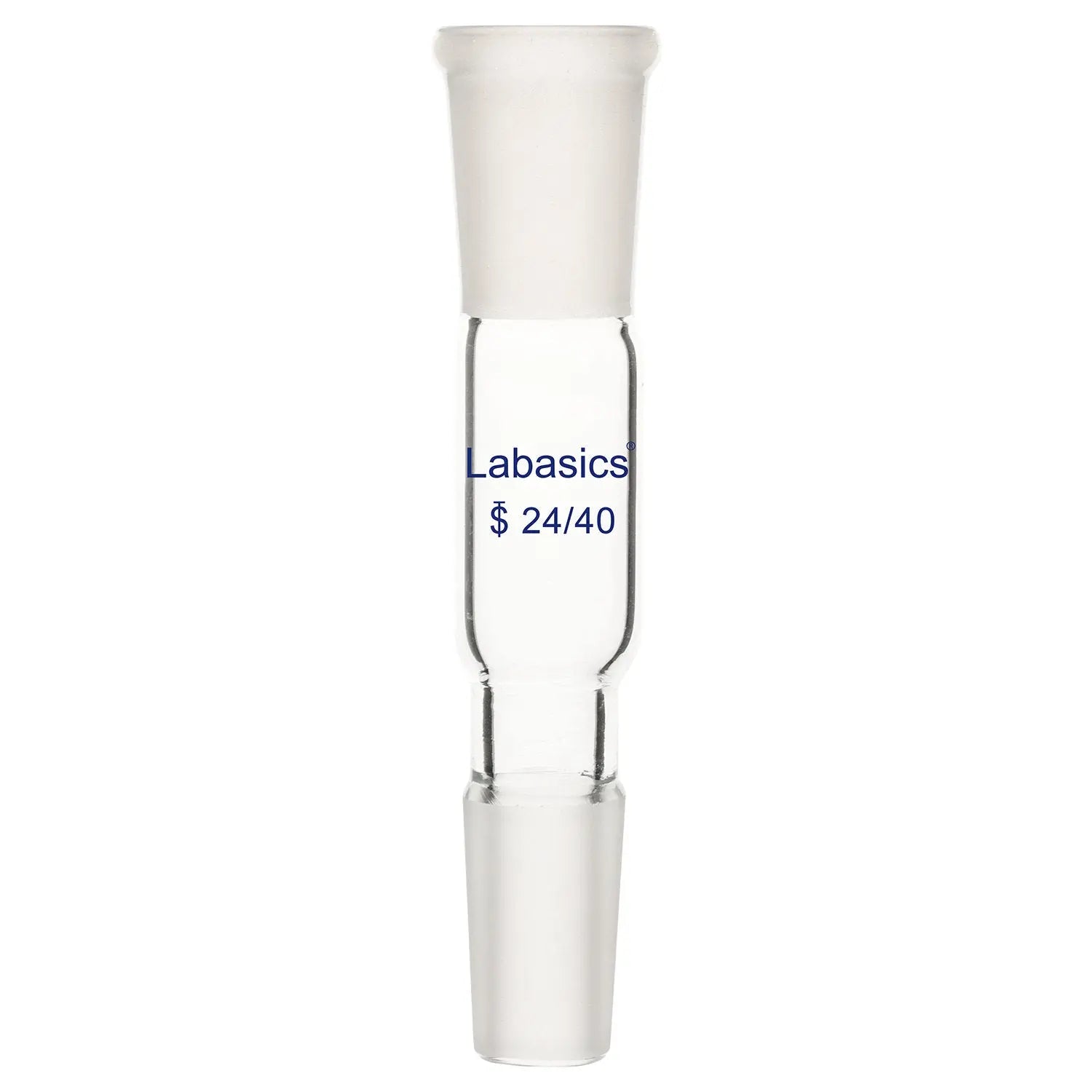 Labasics straight connecting adapter, 24/40 joints, 70 mm spacing, heavy-duty and chemical-resistant for connecting glassware in lab experiments
