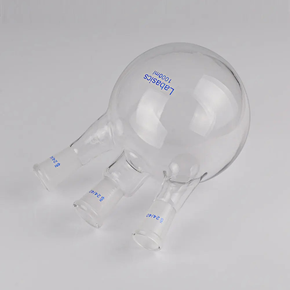 3 Neck Round Bottom Flask, 24/40 Center and Side Standard Taper Outer Joint, 50-2000 mL Labasics