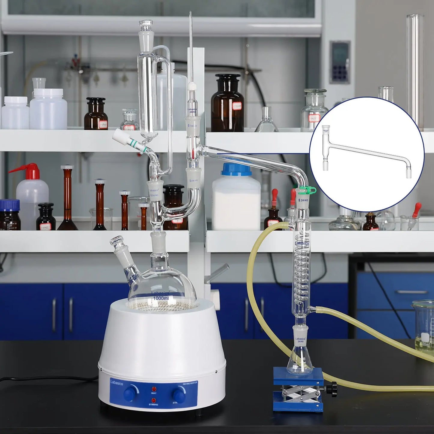 75 Degree Bent Glass Distilling Adapter Labasics