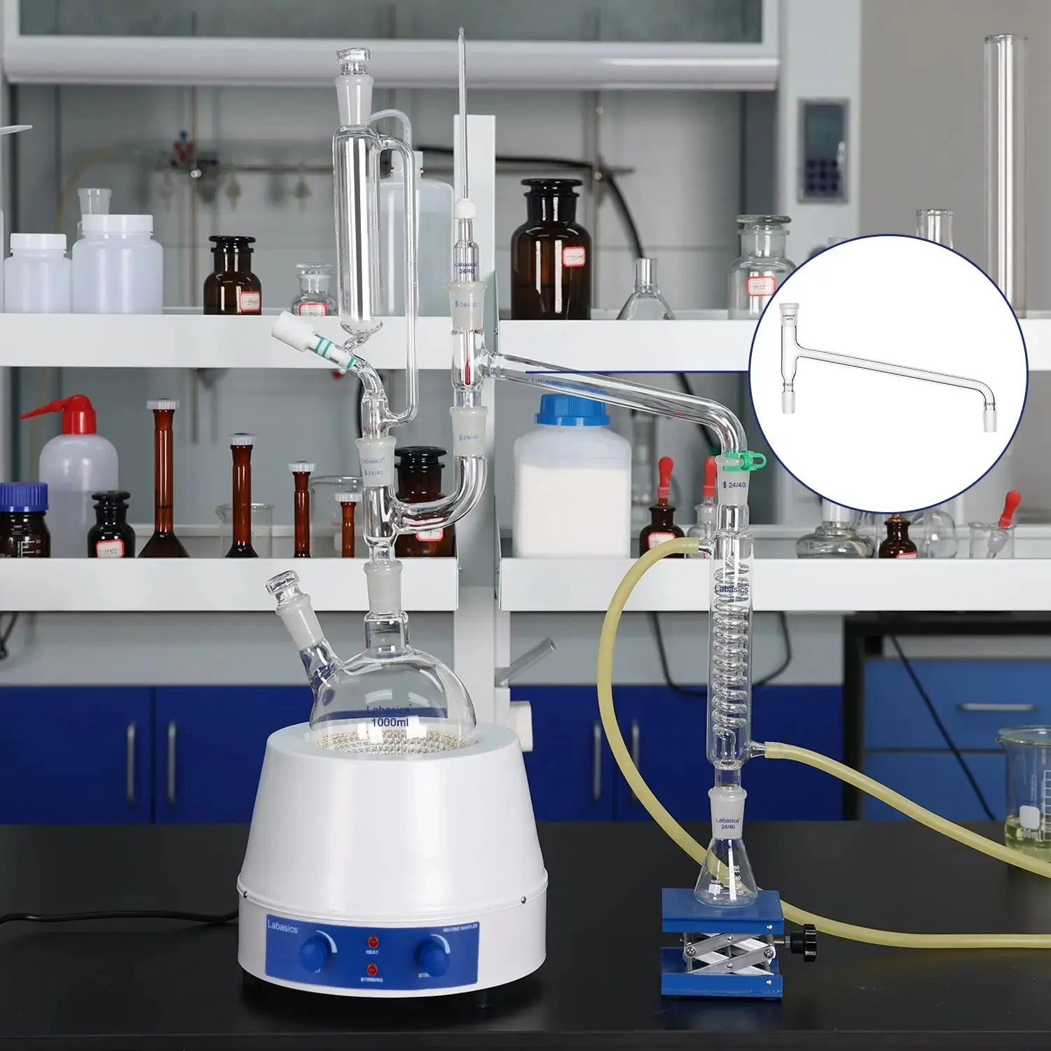 75 Degree Bent Glass Distilling Adapter Labasics