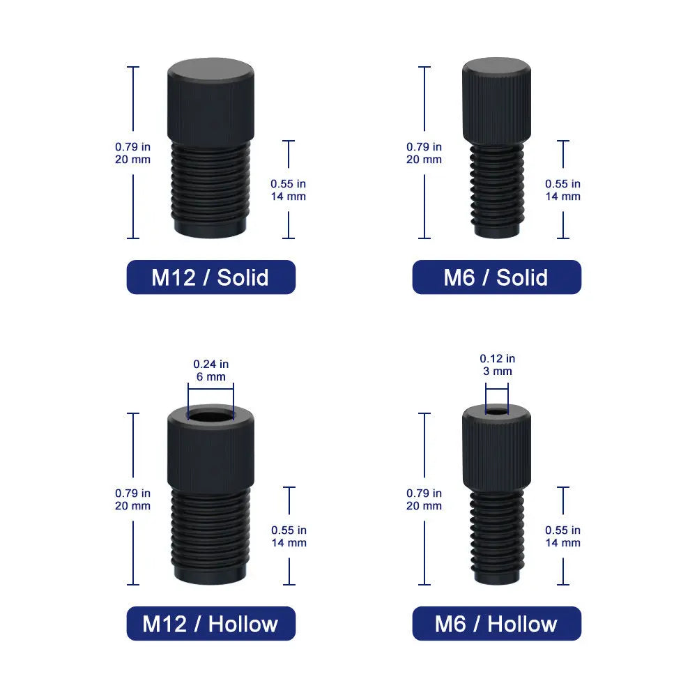 Electrode Knob Screw, 5-Pack, M6 / M12 PP, Solid & Hollow Types for Electrolysis Cell Connections Labasics Shop