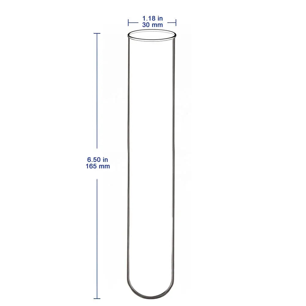Glass Round Bottom Test Tubes, 30 mm OD X 165 mm Length, 15 Packs Labasics
