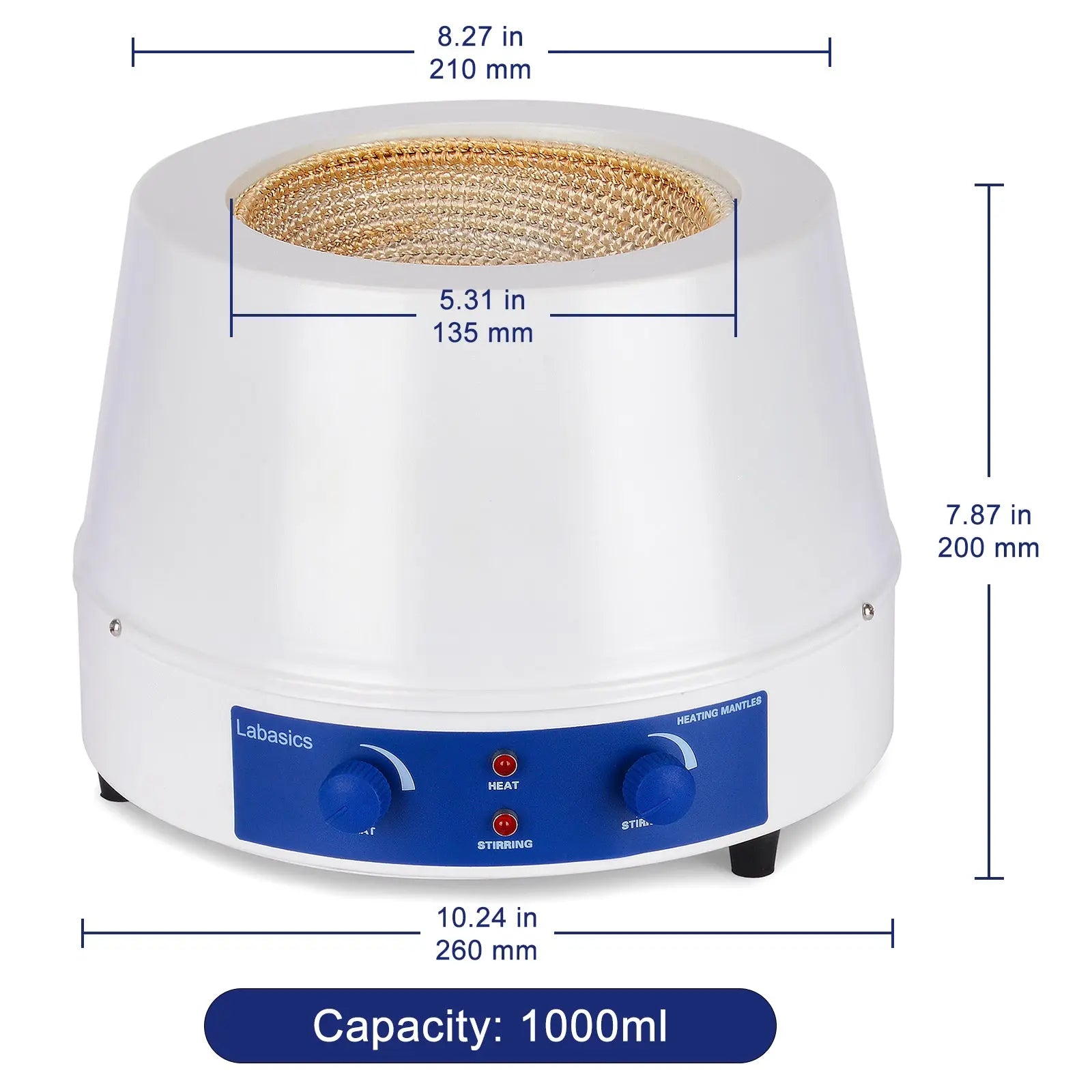Manual heating mantle with integrated magnetic stirrer for chemistry research