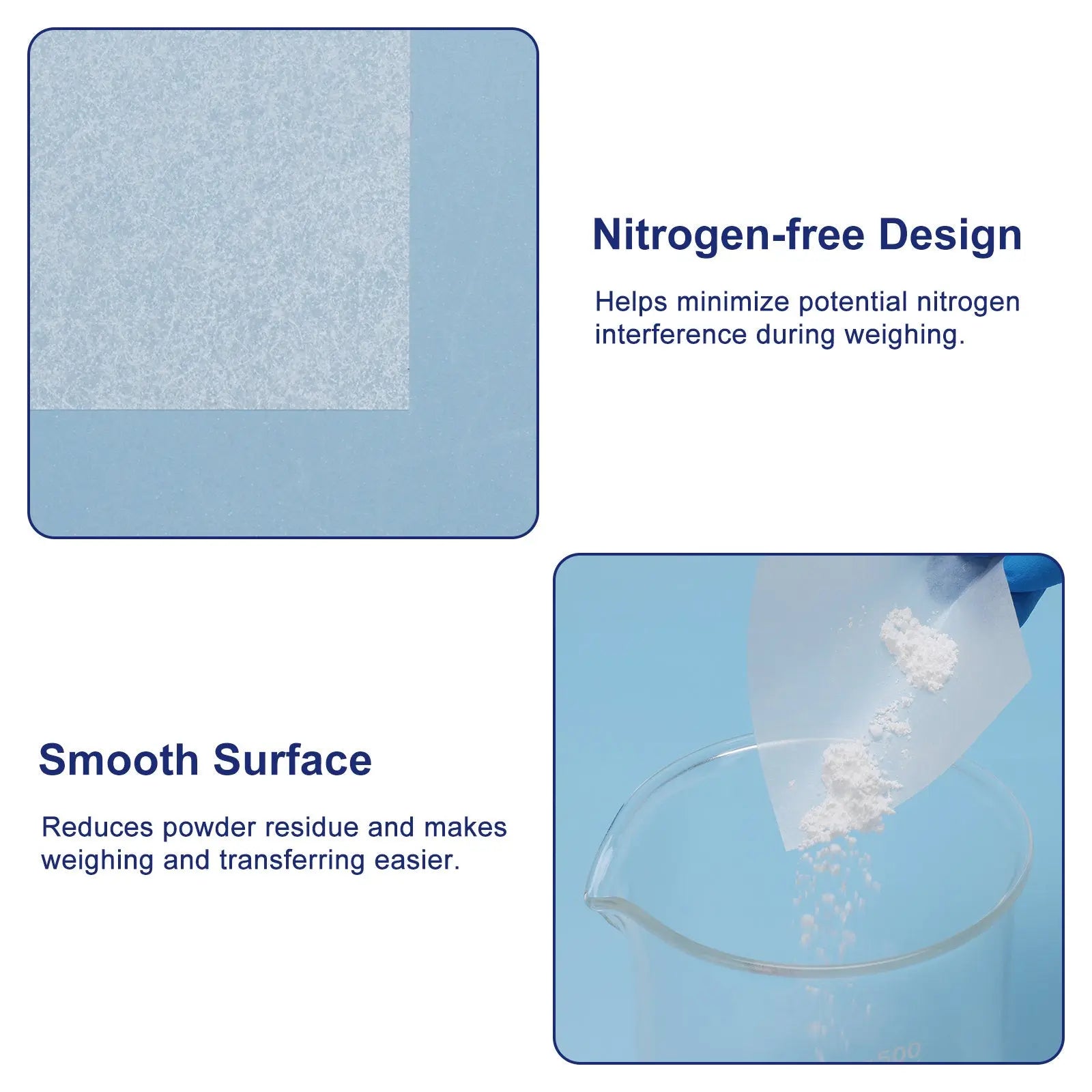Nitrogen-Free Weighing Paper, 500 Pack, 75-150 mm Labasics