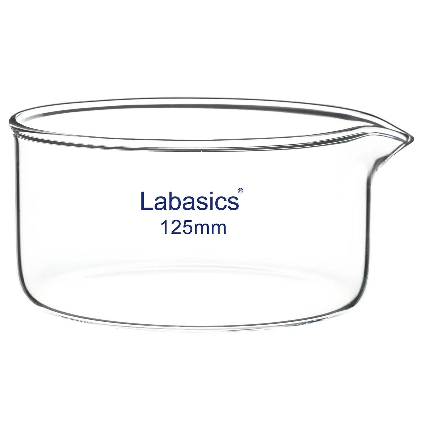 500 mL crystallizing dish with pouring spout, heat-resistant glass, for laboratory crystal growth and separation processes