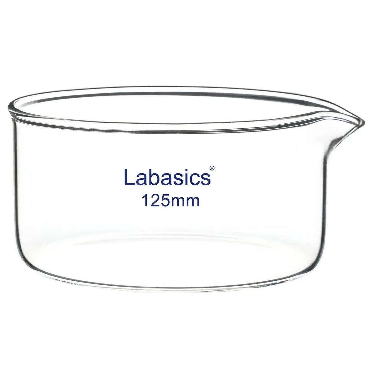 500 mL crystallizing dish with pouring spout, heat-resistant glass, for laboratory crystal growth and separation processes