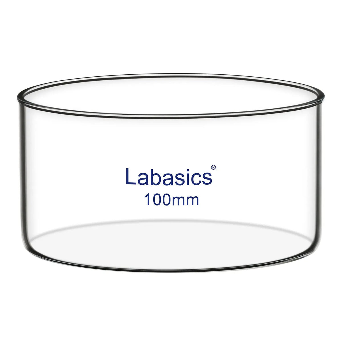 Crystallizing dish, 300 mL, borosilicate glass, no spout, flat base, suitable for laboratory evaporation and crystal formation