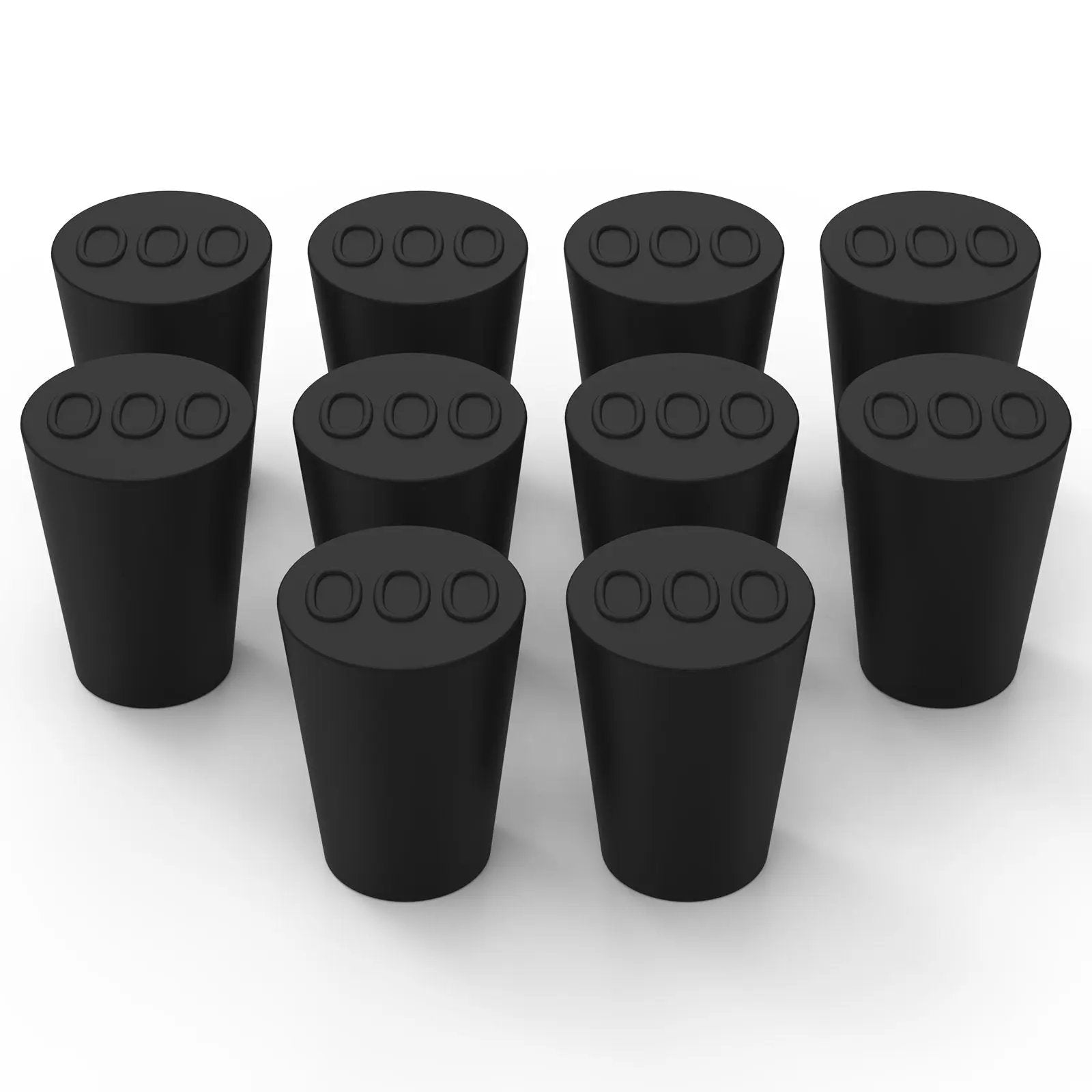 Rubber Stopper, Conical Solid, Black, 5/10 Pack Labasics