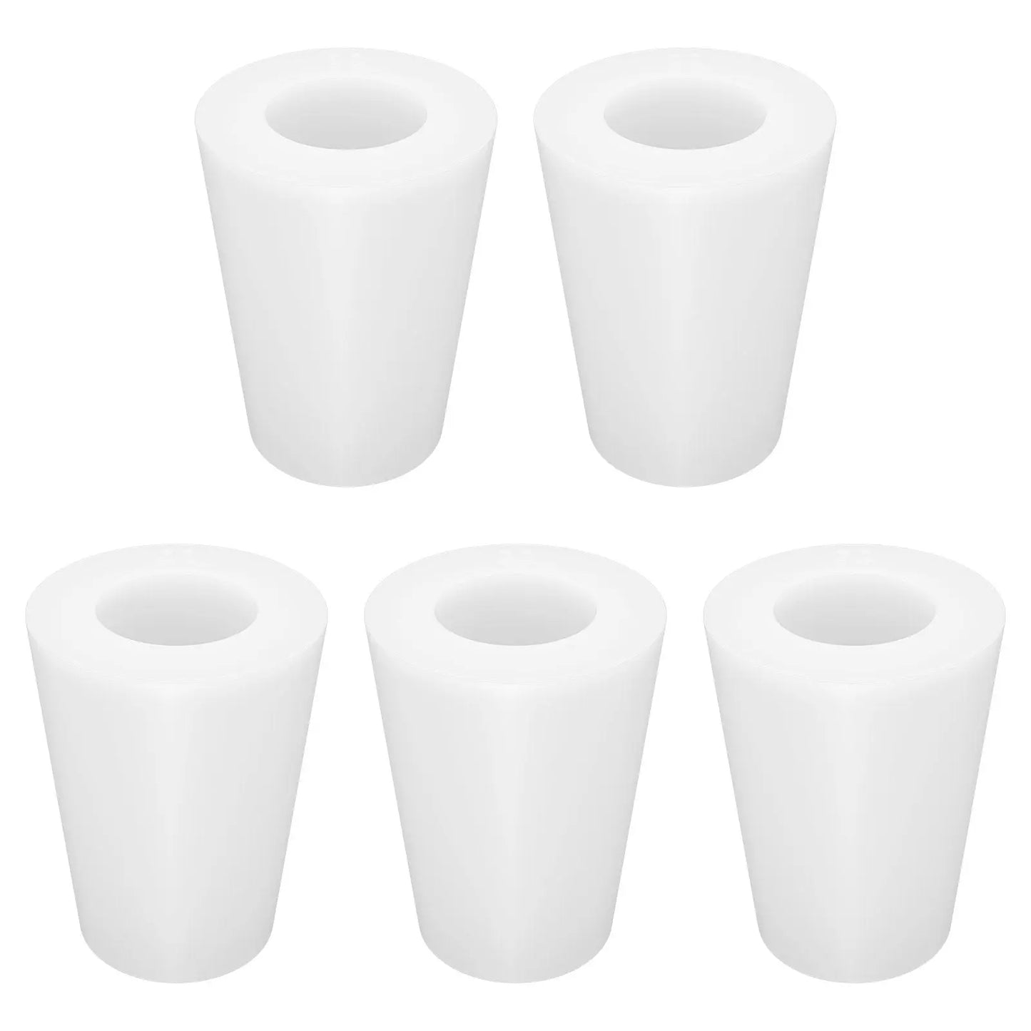 Five white cylindrical foam cups on a white background 00#