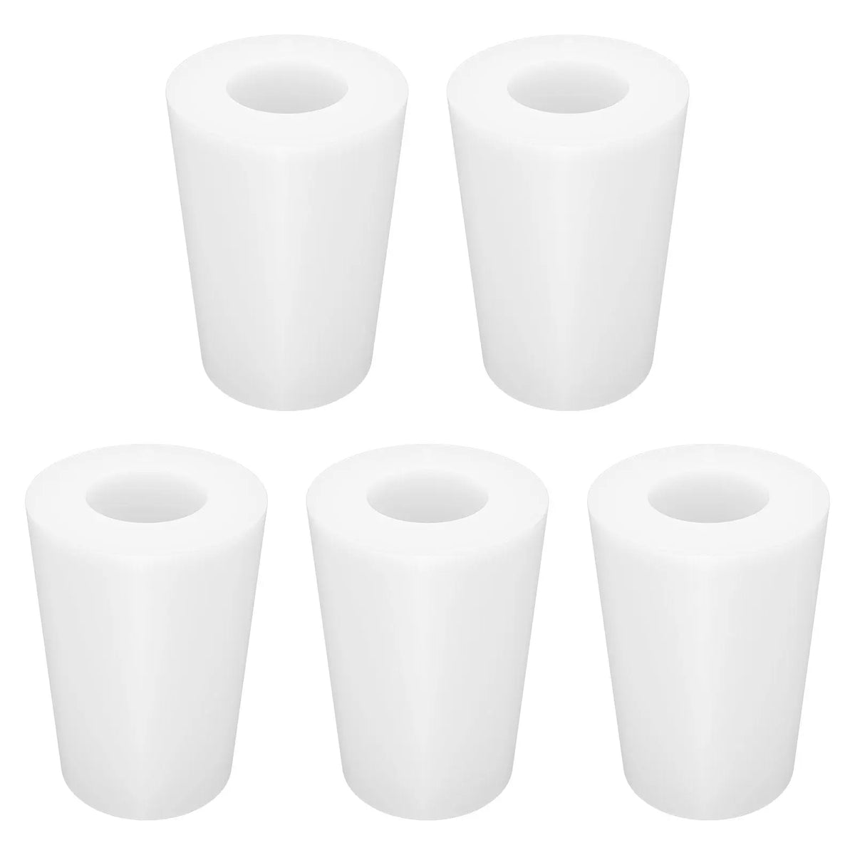 Five white cylindrical filters on a white background 0#