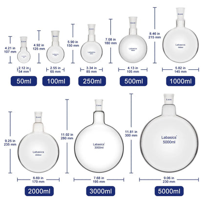 1 Neck Round Bottom Flask, 24/40 Joint, 50-5000 mL Labasics