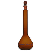 100 ml amber borosilicate glass volumetric flask, Class A precision, frosted ground glass stopper, light-protective for chemical solution preparation