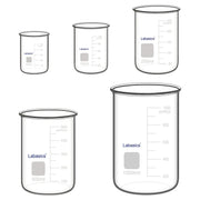 Graduated borosilicate glass beaker set in five capacities from 50 mL to 1000 mL