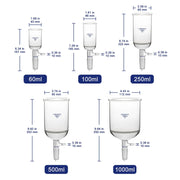 Buchner Filtering Funnel with Coarse Frit(G1), 24/40 Joint, 60-1000 mL Labasics