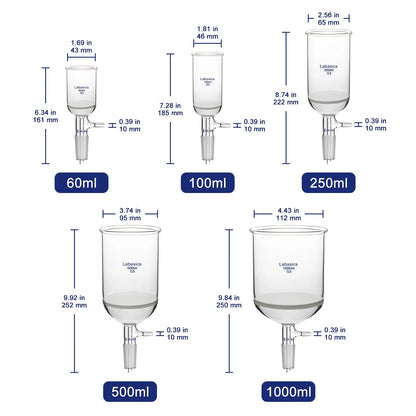 Buchner Filtering Funnel with Fine Frit (G3), 24/40 Joint, 60-1000 mL Buchner Funnels