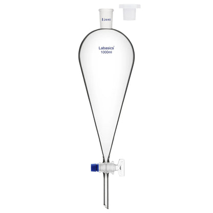 Conical Separatory Funnel with Glass Stopcock and 24/40 Plastic Joint Stopper, 60 – 2000 mL Labasics