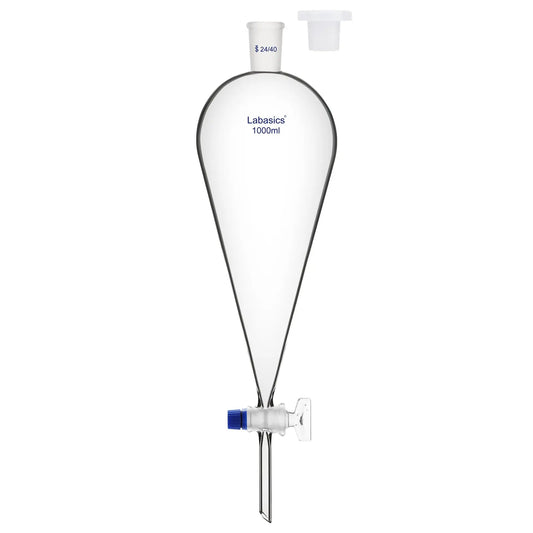 Conical Separatory Funnel with Glass Stopcock and 24/40 Plastic Joint Stopper, 60 – 2000 mL Labasics