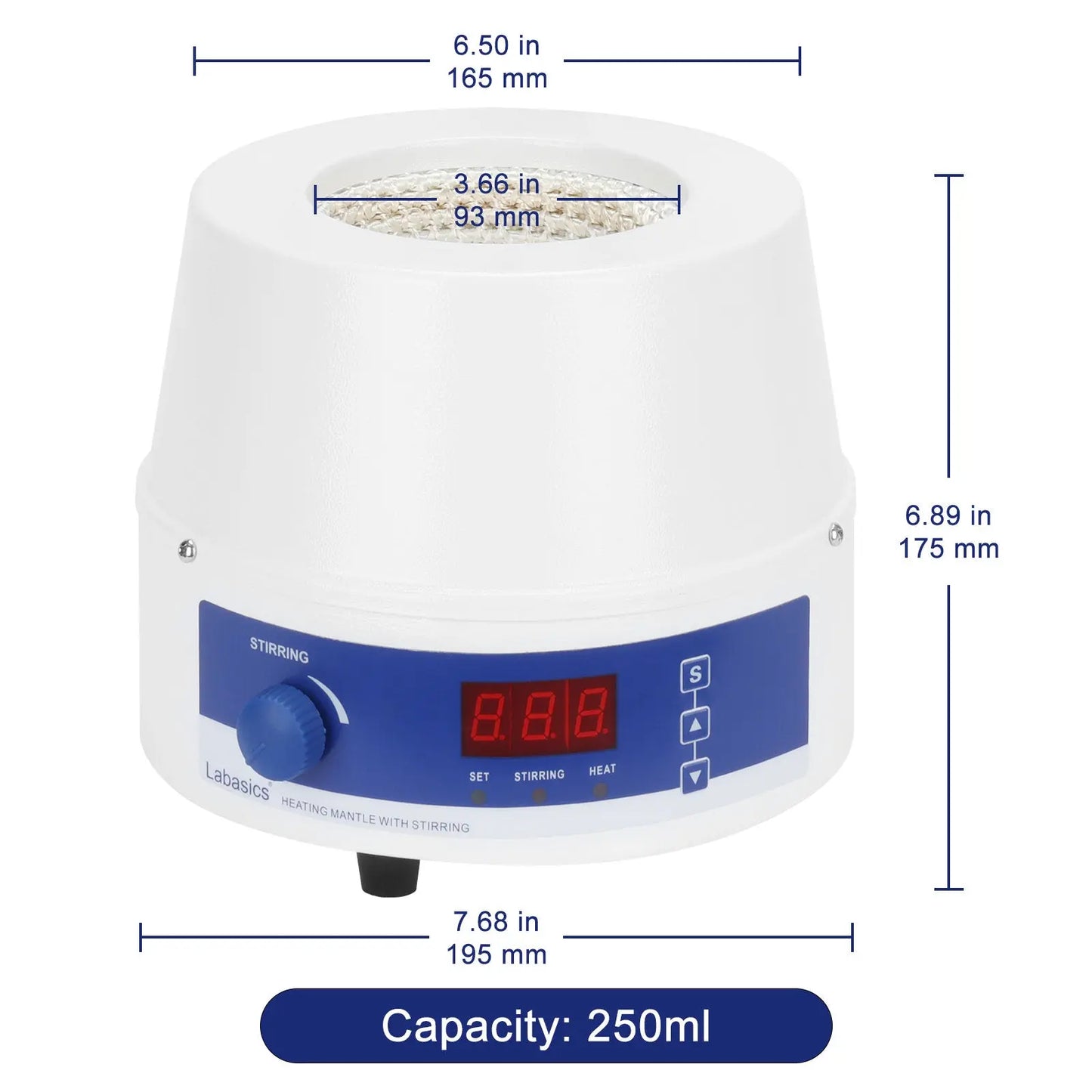 Digital Magnetic Stirring Heating Mantle with Temperature Probe, 250-1000 mL, RT-300℃, 20-1200 RPM Labasics