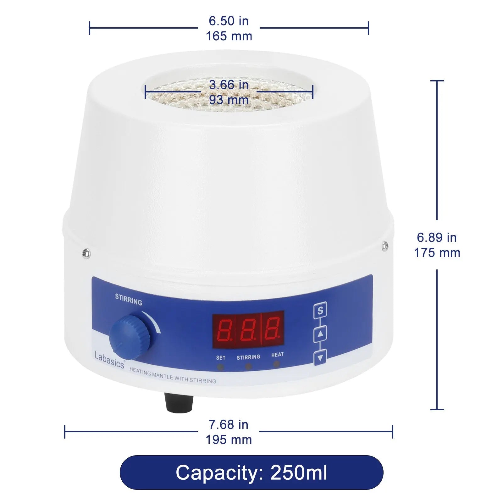 Digital Magnetic Stirring Heating Mantle with Temperature Probe, 250-1000 mL, RT-300℃, 20-1200 RPM Labasics