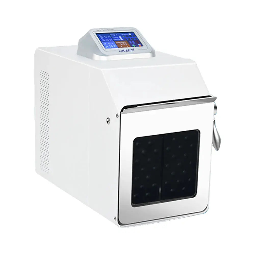 Digital homogenizer with LCD screen for microbial sample processing