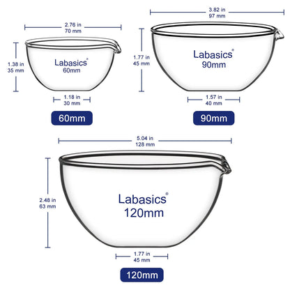 Evaporating Dish, Flat Bottom, 60-120 mm Diameter Labasics