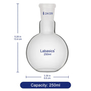 Single Neck Glass Flat Bottom Boiling Flask, 24/29 Standard Joint Labasics