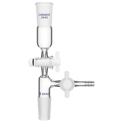 Glass Vertical Vacuum Take Off Adapter with 2 PTFE Stopcocks Labasics