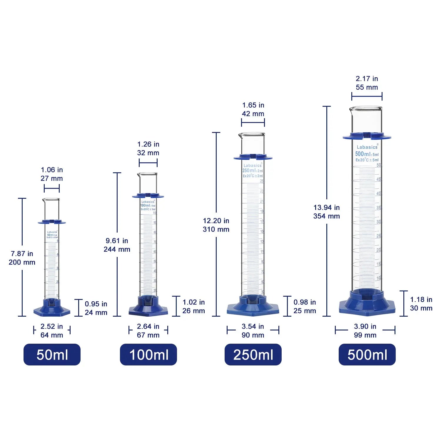 Graduated Cylinder with Bath, 50-500 ml Labasics Shop