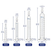 Graduated Cylinder with Stopper, 50-500 mL Labasics