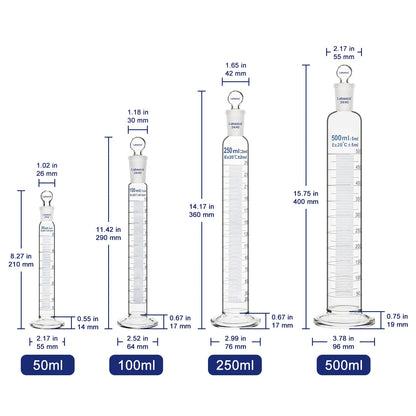Graduated Cylinder with Stopper, 50-500 mL Labasics