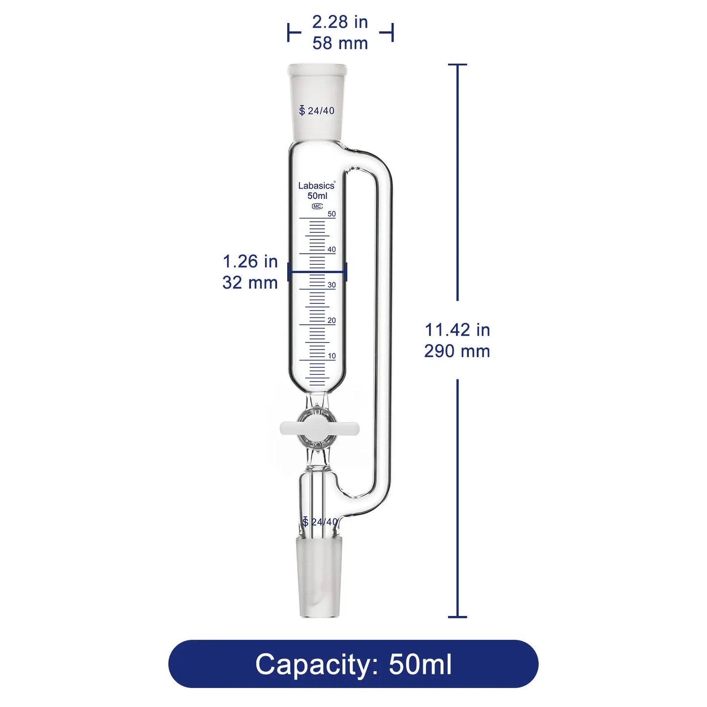 Graduated Pressure Equalizing Addition Funnel, 50-100 mL Labasics