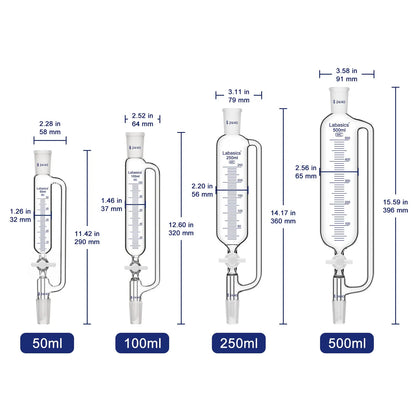 Graduated Pressure Equalizing Addition Funnel, 50-500 mL Labasics