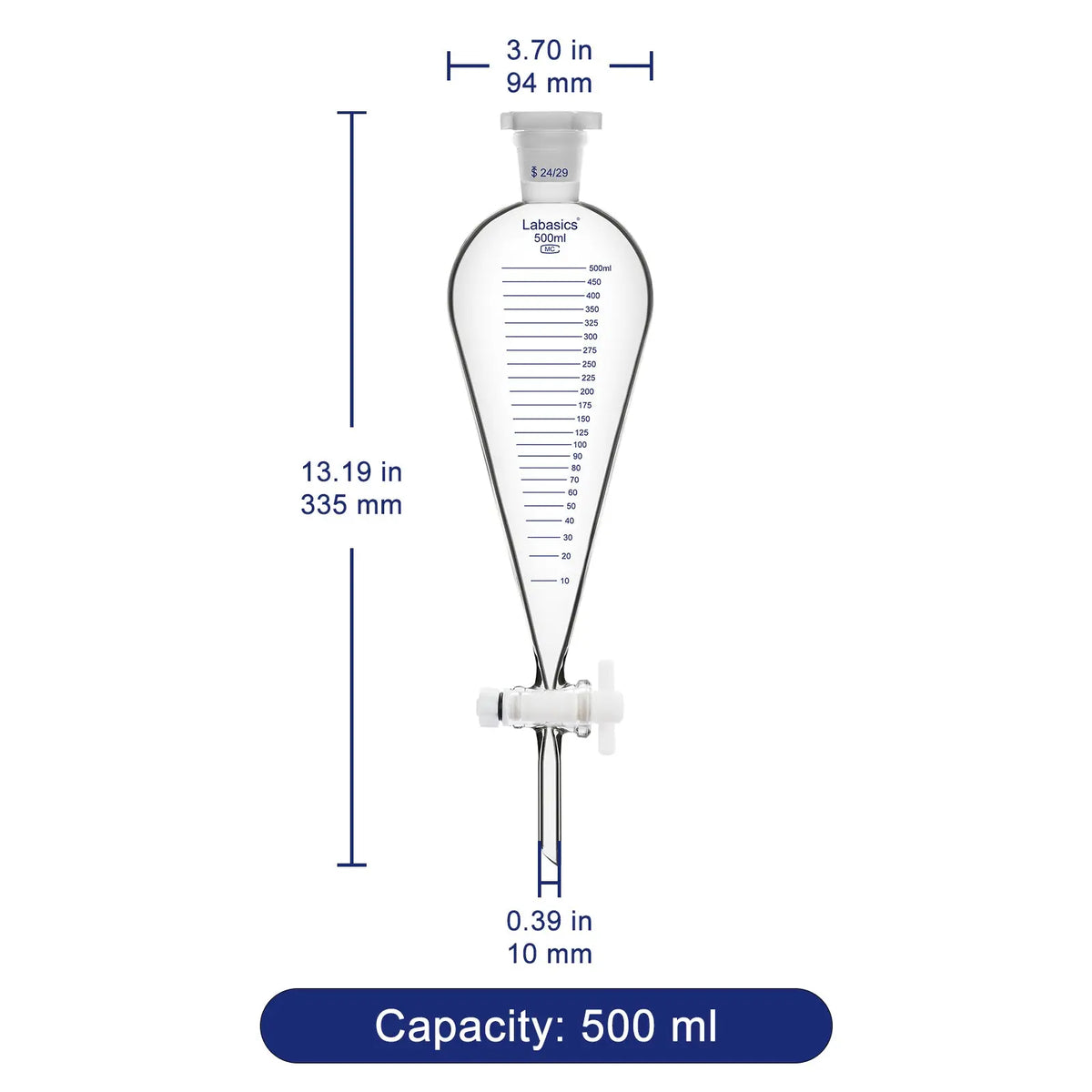 Graduated Separatory Funnel, 24/29 Joint, 500-1000 ml Labasics