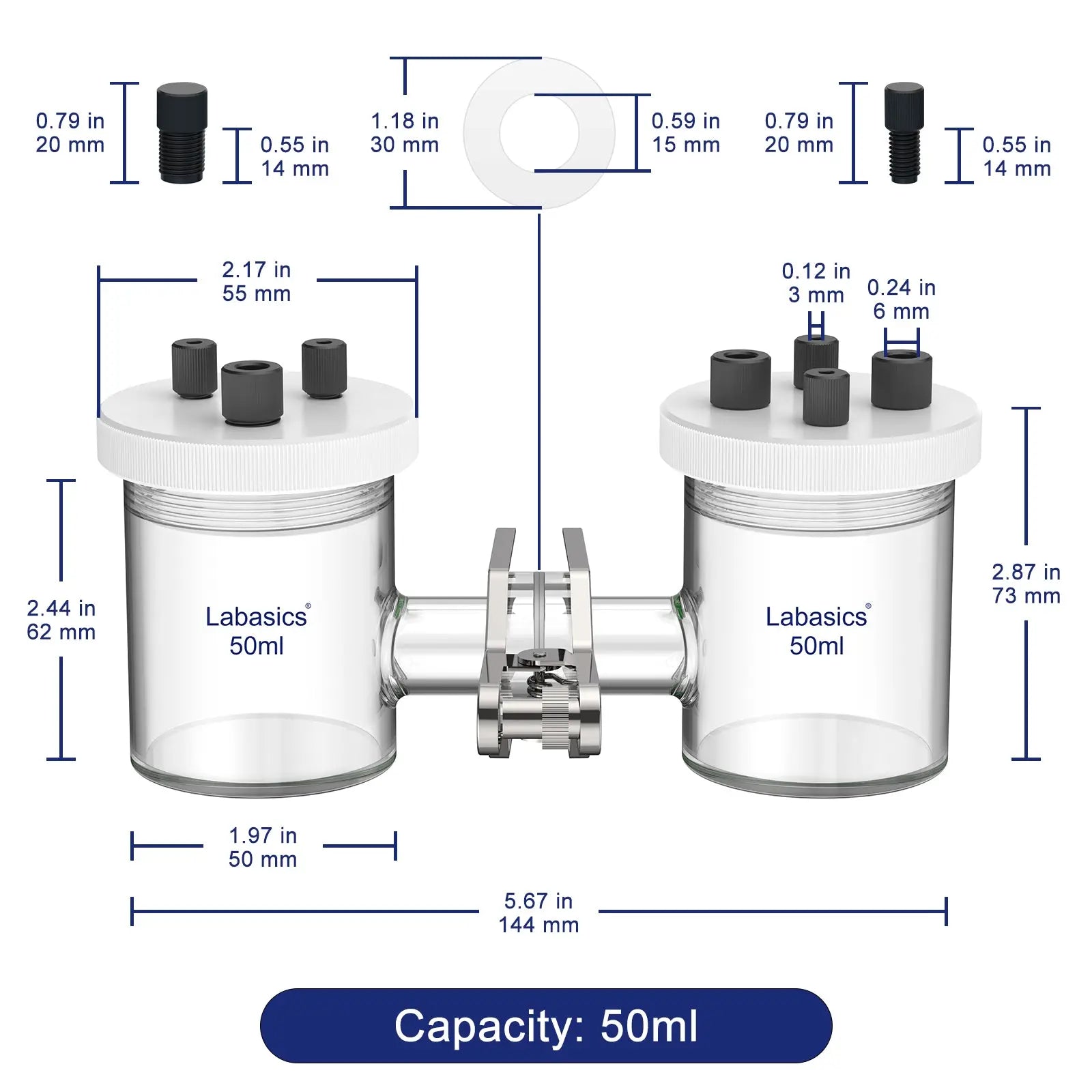H-Type Electrolytic Cells, 50-100 mL Labasics shop