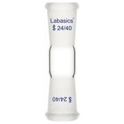 Glass connecting adapter, straight 24/40 to 24/40 female joint, heavy-duty and reusable for organic synthesis and lab experiments