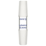 Straight borosilicate glass connecting adapter, 24/40 to 24/40 male joint, reusable and durable for laboratory distillation and extraction setups