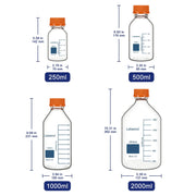 Transparent Media Storage Bottle, Borosilicate Glass, 250–2000 mL Labasics Shop