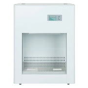 Lab fume hood with UV-resistant glass door and safety shutoff system