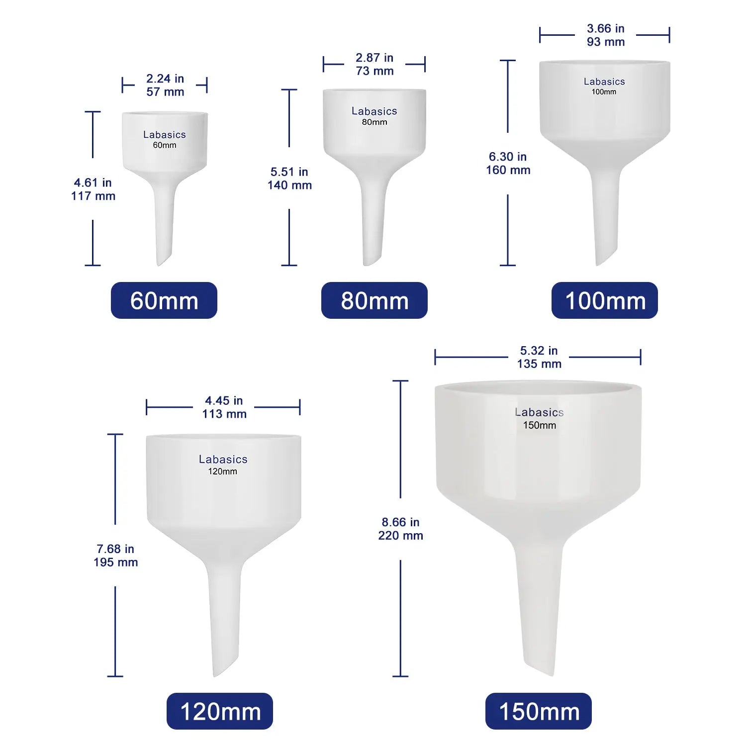 Porcelain Buchner Filter Funnel, 60-150 mm Labasics