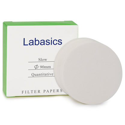 Quantitative Filter Paper, Slow Filtration Speed, 100 Pack, 70-90 mm Diameter